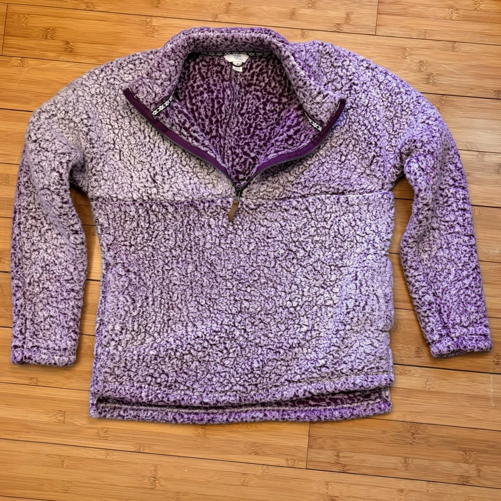 Sherpa fleece pullover, 3/4 zipper in purple pearl by Time and Tru size M (8-10)
